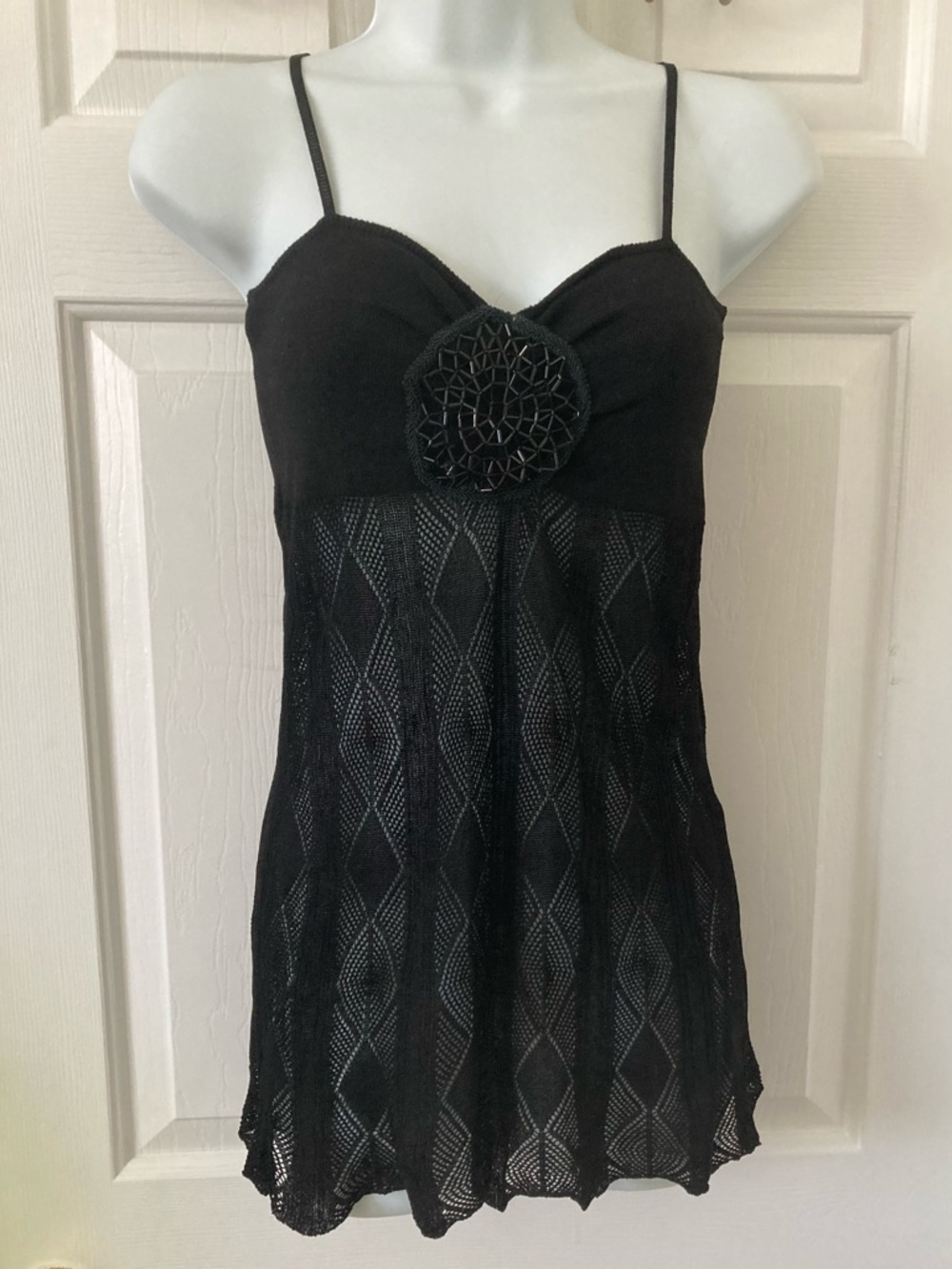 bebe Black Branded Knit Top